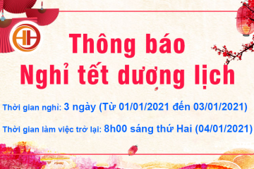 Thông báo lịch nghỉ Tết dương lịch 2021
